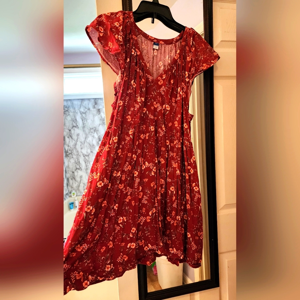 Old Navy Red Floral Dress